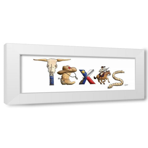 Texas Illustration White Modern Wood Framed Art Print by Stimson, Diane