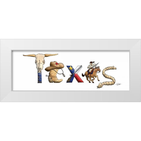 Texas Illustration White Modern Wood Framed Art Print by Stimson, Diane