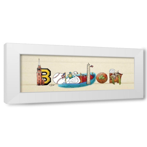 Boston Sign White Modern Wood Framed Art Print by Stimson, Diane