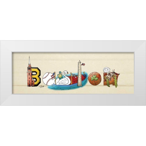 Boston Sign White Modern Wood Framed Art Print by Stimson, Diane