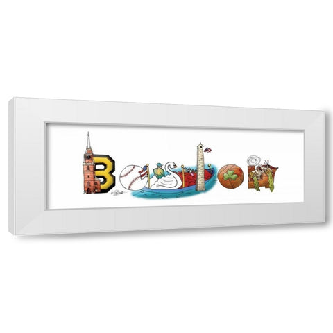 Boston Illustration White Modern Wood Framed Art Print by Stimson, Diane