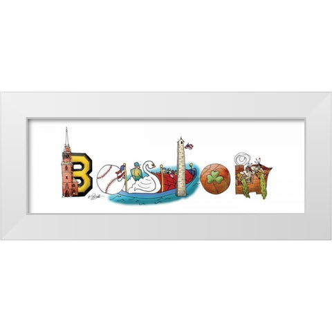 Boston Illustration White Modern Wood Framed Art Print by Stimson, Diane