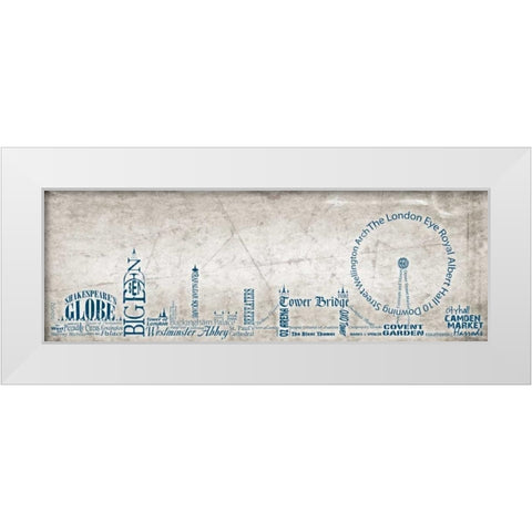 London Skyline Blue White Modern Wood Framed Art Print by Stimson, Diane