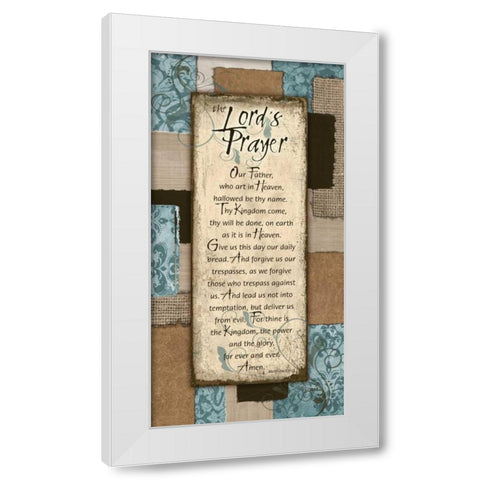 Patchwork Lords Prayer Blue White Modern Wood Framed Art Print by Stimson, Diane