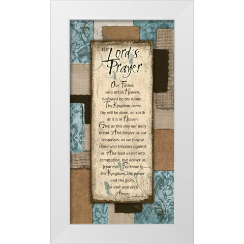 Patchwork Lords Prayer Blue White Modern Wood Framed Art Print by Stimson, Diane