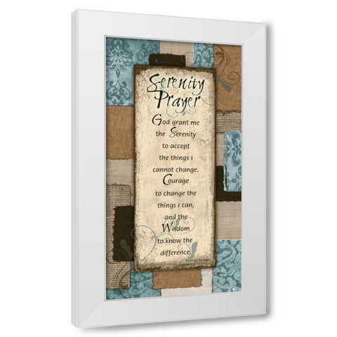 Patchwork Serenity Prayer Blue White Modern Wood Framed Art Print by Stimson, Diane