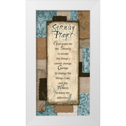 Patchwork Serenity Prayer Blue White Modern Wood Framed Art Print by Stimson, Diane