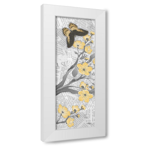 Cherry Blossom Bflies 1 White Modern Wood Framed Art Print by Stimson, Diane