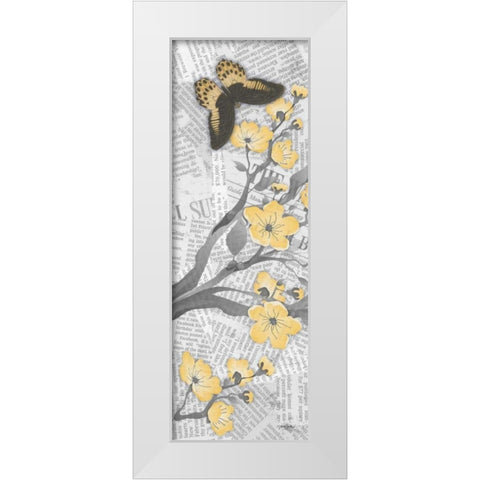 Cherry Blossom Bflies 1 White Modern Wood Framed Art Print by Stimson, Diane