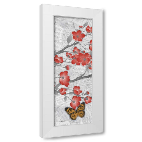 Red Cherry Blossom 2 White Modern Wood Framed Art Print by Stimson, Diane