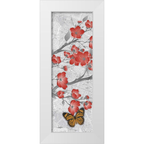 Red Cherry Blossom 2 White Modern Wood Framed Art Print by Stimson, Diane