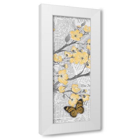 Cherry Blossom Bflies 2 White Modern Wood Framed Art Print by Stimson, Diane
