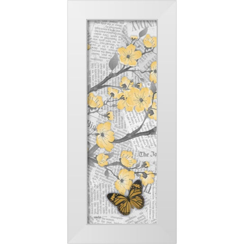 Cherry Blossom Bflies 2 White Modern Wood Framed Art Print by Stimson, Diane