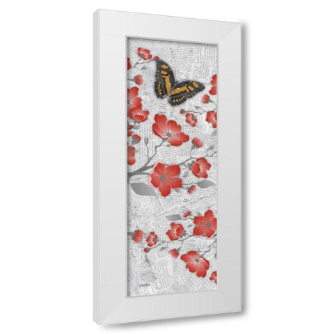 Red Cherry Blossom 3 White Modern Wood Framed Art Print by Stimson, Diane