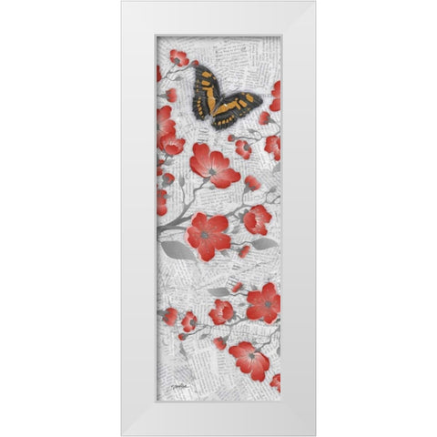 Red Cherry Blossom 3 White Modern Wood Framed Art Print by Stimson, Diane