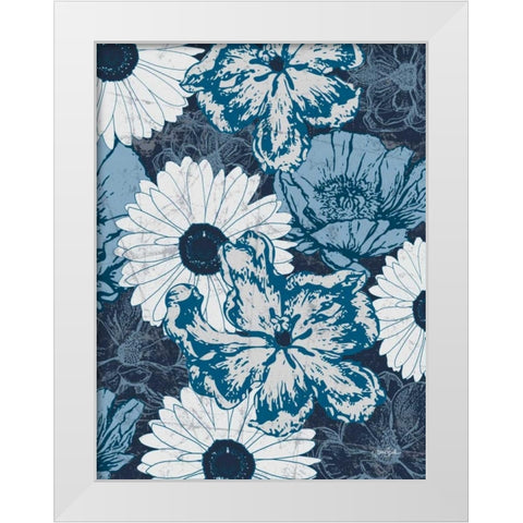 Floral Toile 4 White Modern Wood Framed Art Print by Stimson, Diane