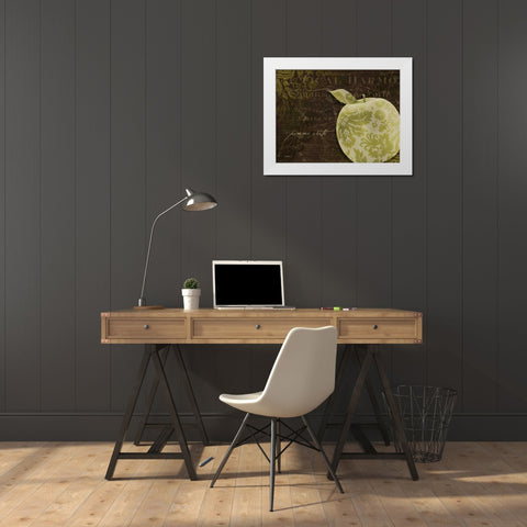 Apple Damask Horizontal White Modern Wood Framed Art Print by Stimson, Diane