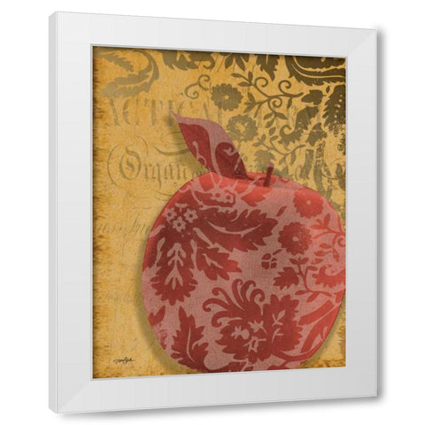 Red Apple Damask White Modern Wood Framed Art Print by Stimson, Diane