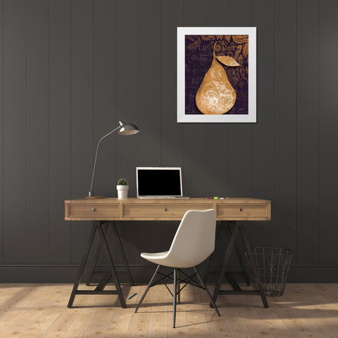 Pear Damask Center White Modern Wood Framed Art Print by Stimson, Diane