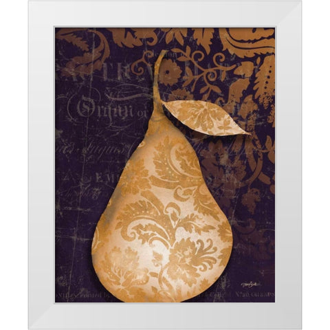 Pear Damask Center White Modern Wood Framed Art Print by Stimson, Diane