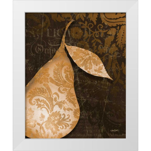 Pear Damask Vert White Modern Wood Framed Art Print by Stimson, Diane