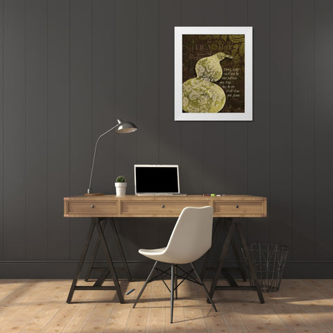 Gourd Damask White Modern Wood Framed Art Print by Stimson, Diane