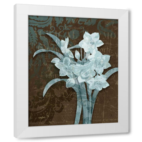 Daffodil Damask White Modern Wood Framed Art Print by Stimson, Diane