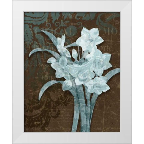 Daffodil Damask White Modern Wood Framed Art Print by Stimson, Diane