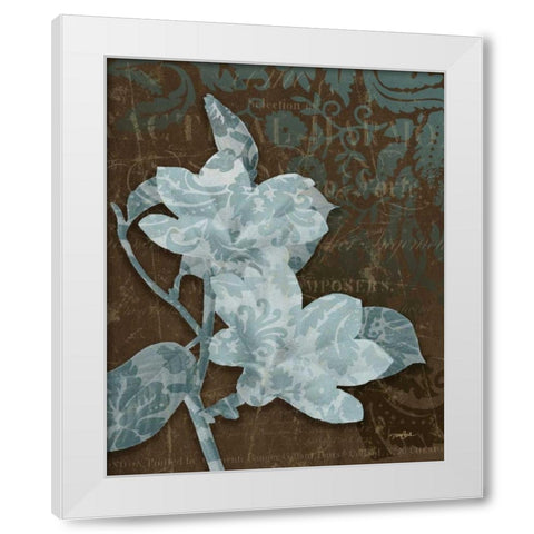 Magnolia Damask White Modern Wood Framed Art Print by Stimson, Diane