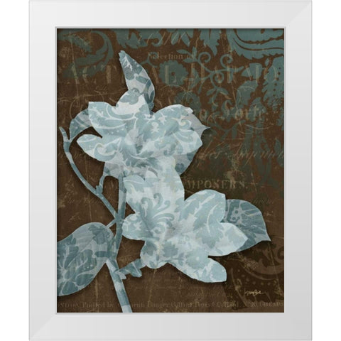 Magnolia Damask White Modern Wood Framed Art Print by Stimson, Diane