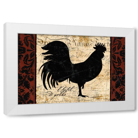 Black Rooster 1 White Modern Wood Framed Art Print by Stimson, Diane