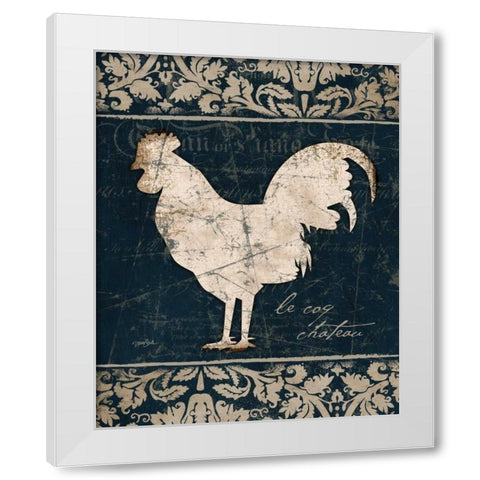 Navy Rooster 2 White Modern Wood Framed Art Print by Stimson, Diane