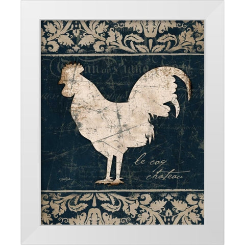 Navy Rooster 2 White Modern Wood Framed Art Print by Stimson, Diane