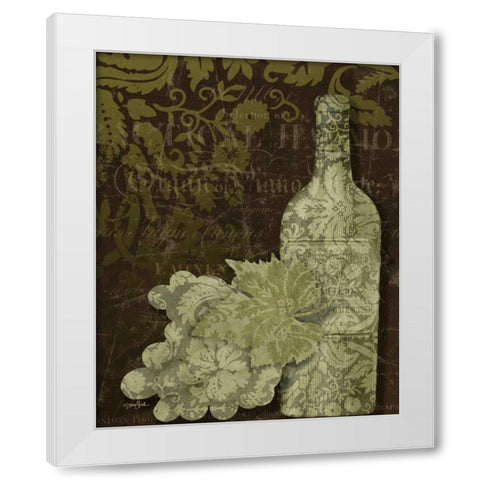 White Wine Damask White Modern Wood Framed Art Print by Stimson, Diane