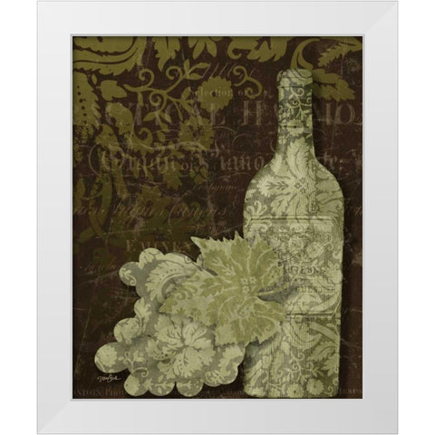 White Wine Damask White Modern Wood Framed Art Print by Stimson, Diane