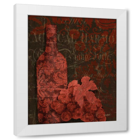 Red Wine Damask White Modern Wood Framed Art Print by Stimson, Diane