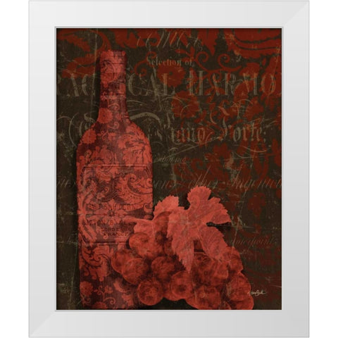 Red Wine Damask White Modern Wood Framed Art Print by Stimson, Diane