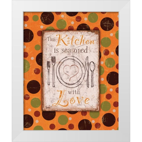 Kitchen Love Orange White Modern Wood Framed Art Print by Stimson, Diane