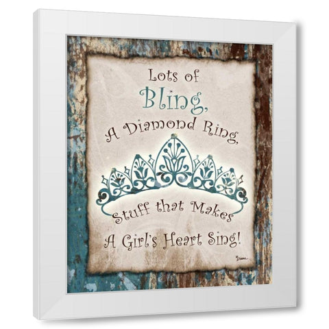 Tiara Bling 1 White Modern Wood Framed Art Print by Stimson, Diane