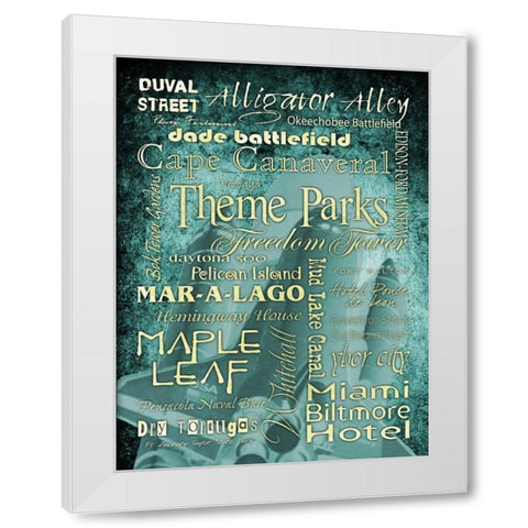 FL LandmarksTeal White Modern Wood Framed Art Print by Stimson, Diane