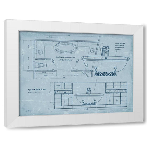 Bath Blueprint 2 White Modern Wood Framed Art Print by Stimson, Diane