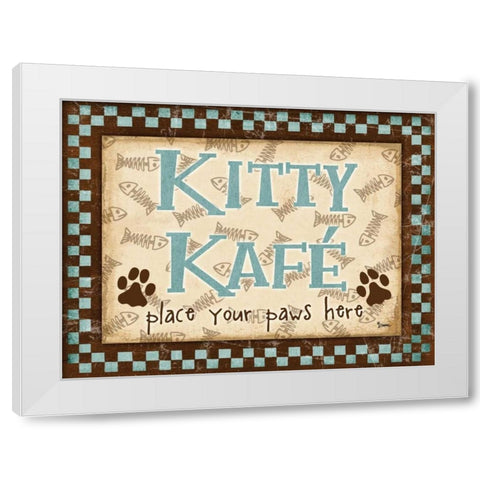Kitty Kafe Blue White Modern Wood Framed Art Print by Stimson, Diane
