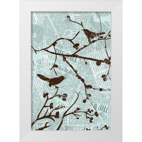 Bird Branches A White Modern Wood Framed Art Print by Stimson, Diane