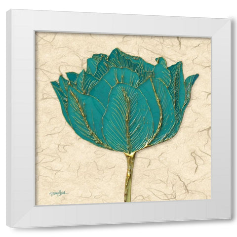 Teal Tulip White Modern Wood Framed Art Print by Stimson, Diane