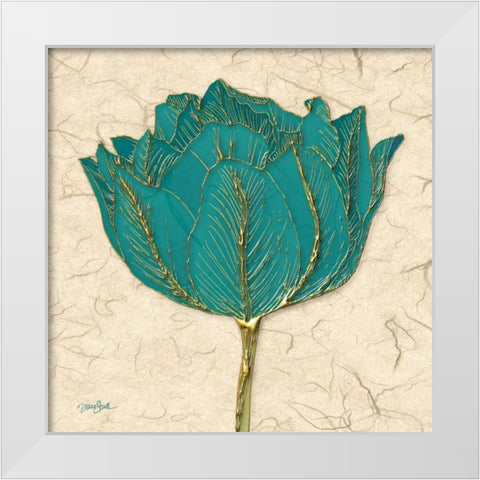 Teal Tulip White Modern Wood Framed Art Print by Stimson, Diane