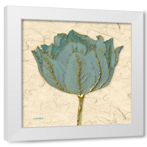 Muted Teal Tulip 1 White Modern Wood Framed Art Print by Stimson, Diane