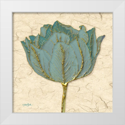 Muted Teal Tulip 1 White Modern Wood Framed Art Print by Stimson, Diane