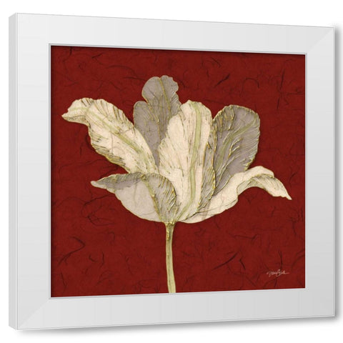 Red Behind Tulip White Modern Wood Framed Art Print by Stimson, Diane