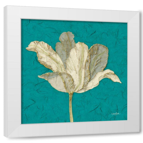 Teal Behind Tulip White Modern Wood Framed Art Print by Stimson, Diane