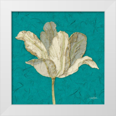 Teal Behind Tulip White Modern Wood Framed Art Print by Stimson, Diane